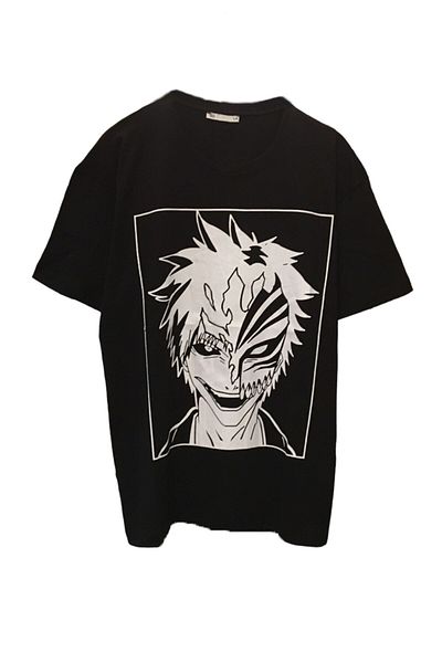 Pisa Art UNISEX ΥΠΕΡΜΕΓΕΘΗ ANIME BLEACH ICHIGO KUROSAKI ΧΑΡΑΚΤΗΡΑΣ ΕΚΠΤΩΜΕΝΟ ΜΑΥΡΟ T-SHIRT