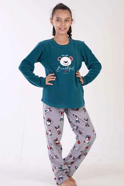 VİENETTA Girl's Polar Fleece Long Sleeve Pajama Set(9-10/15-16), 305004