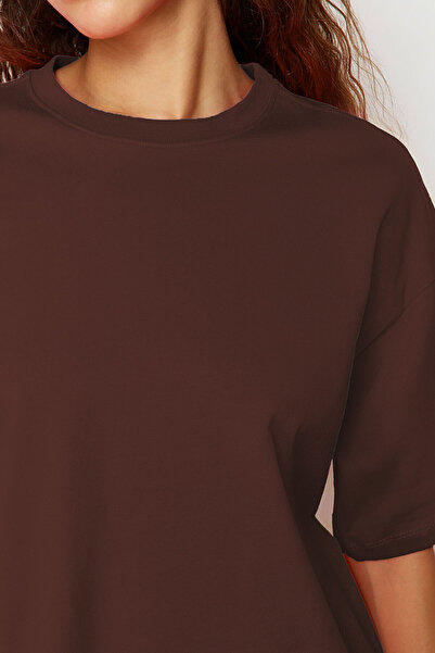 OXVİN Δυνατό Modal Υλικό Γυναικείο T-Shirt Oversize Basic Wide LooseKalip