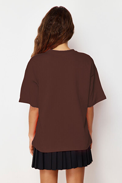 OXVİN Δυνατό Modal Υλικό Γυναικείο T-Shirt Oversize Basic Wide LooseKalip