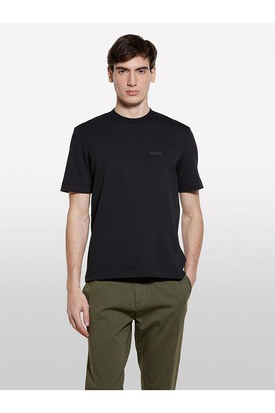 Sisley Cotton Blend Logo Crew Neck Regular Fit T-Shirt Men's Beige T-Shirt - 325P3O35S104B