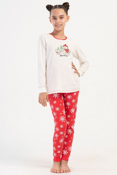 VİENETTA Cotton Girl's Long Sleeve Pajama Set(7-8/15-16), 405202