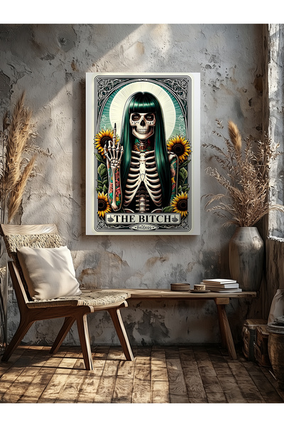 visdora Зеленокоса скелет Домашен офис Кухня Хол Декорация за стена Платно