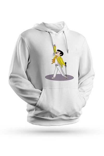 Pisa Art Φούτερ Freddie Mercury με στάμπα λευκό Unisex με κουκούλα