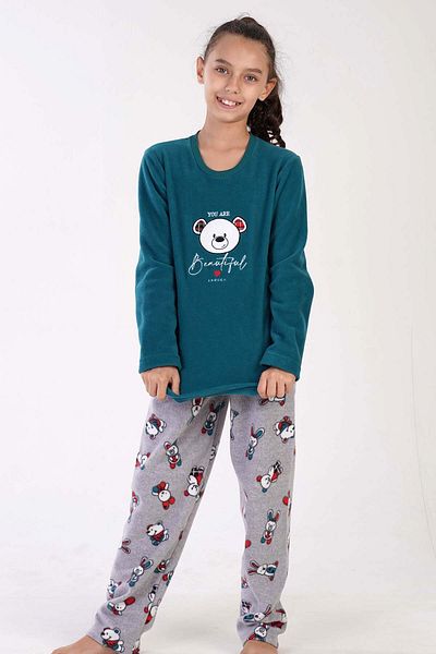 VİENETTA Girl's Polar Fleece Long Sleeve Pajama Set(9-10/15-16), 305004