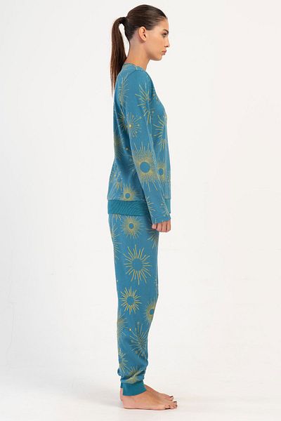 VİENETTA Cotton Women's Interlock Long Sleeve Pajama Set, 403368
