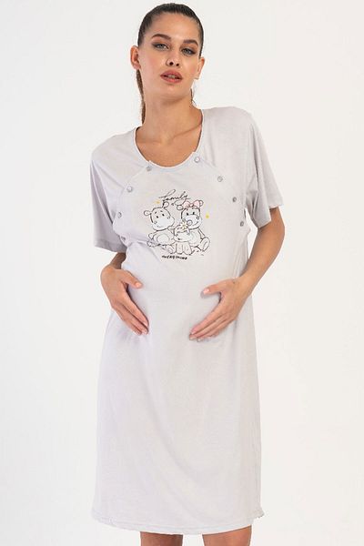 VİENETTA Cotton Women Short Sleeve Maternity Nightgown , 405292