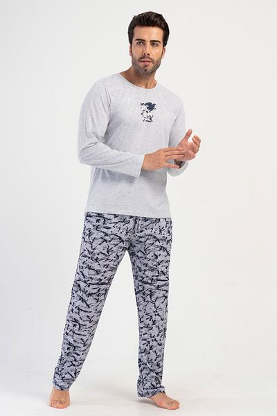 VİENETTA Men's Long Sleeve Pajama Suit, 403245
