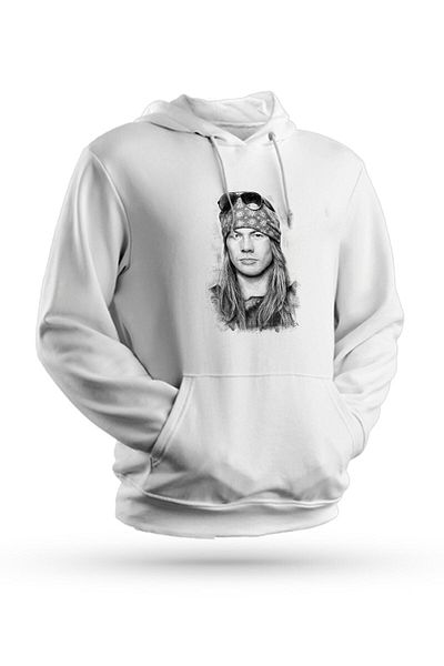 Pisa Art Φούτερ με κουκούλα Axl Rose με στάμπα λευκό Unisex