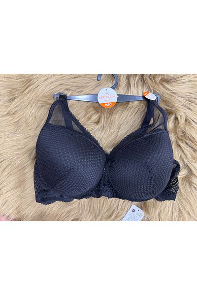 SATTENS C Cup Large Size Hollow Wire Bra C Cup Underwire No Padding Bra