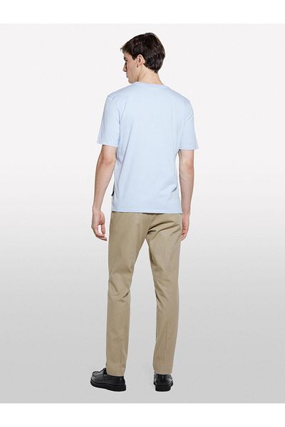 Sisley 100% Cotton Regular Fit Crew Neck Short Sleeve T-Shirt Men's Blue T-Shirt - 325P3I1Xs101J