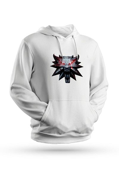 Pisa Art Φούτερ με κουκούλα The Witcher με στάμπα λευκό Unisex