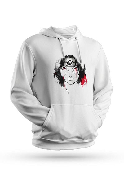 Pisa Art Φούτερ Naruto Itachi Uchiha με στάμπα λευκό Unisex με κουκούλα
