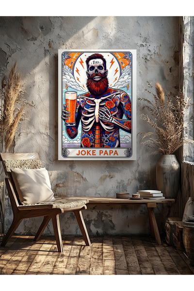 visdora Шега Папа Скелет Домашен офис Кухня Хол Стена Декорация Платно Картина