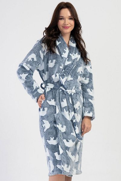 VİENETTA Women's J.Ultrawelsoft Sal Collar Long Sleeve Long Dressing Gown , 407097