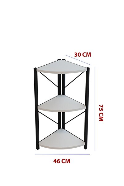 Mgr Office 3 Raflı Metal Köşe Banyo Rafı Dekoratif Aksesuar Rafı