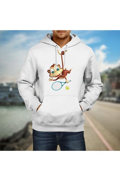 Pisa Art Ανδρικό λευκό αθλητικό φούτερ με κουκούλα