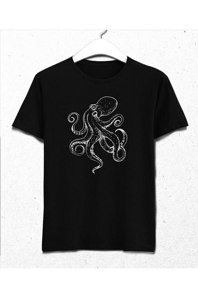 Pisa Art Ανδρικό μαύρο μπλουζάκι Octopus