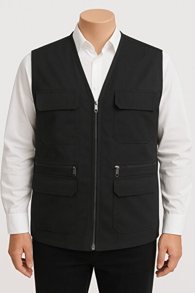 ECALAMODE Men's Plus Size Multi-Pocket Zipper Sleeveless Vest - Outdoor Hunting Fishing Vest