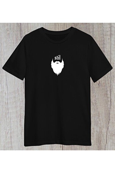 donamod Tricou negru pentru bărbați cu design special