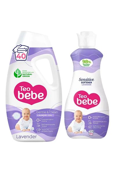 NIVEA Teo BEBE LIQUID DETERGENT Gentle & Clean Lavender (Purple), 1.8L & Sensitive Softener Lavender, 1.7L