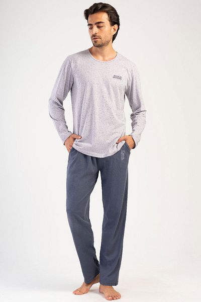 VİENETTA Cotton Men's Long Sleeve Pajama Set, 405146