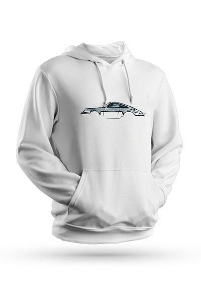 Pisa Art Silhouette Porsche 911 εμπριμέ λευκό φούτερ με κουκούλα Unisex