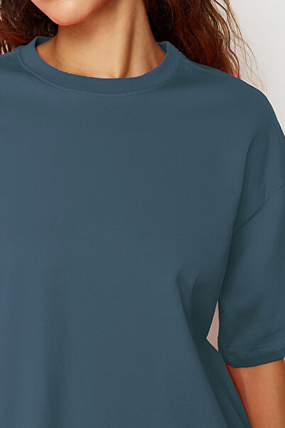 OXVİN Δυνατό Modal Υλικό Γυναικείο T-Shirt Oversize Basic Wide LooseKalip