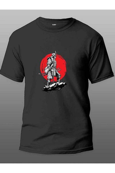 Pisa Art Μαύρο μπλουζάκι Unisex με σχέδιο K-art Samurai