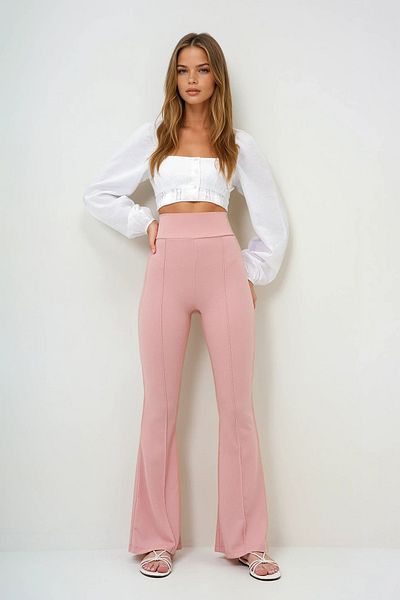 VAGGON Pantaloni cu sclipici cu picior evazat
