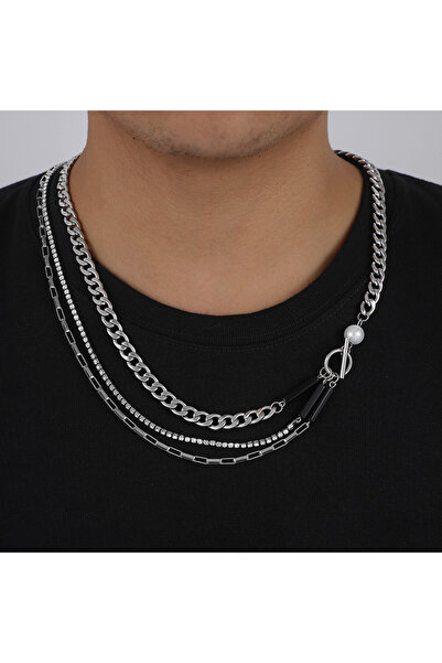 SIC MODA Titanium necklace with pearls Sic Moda 5368