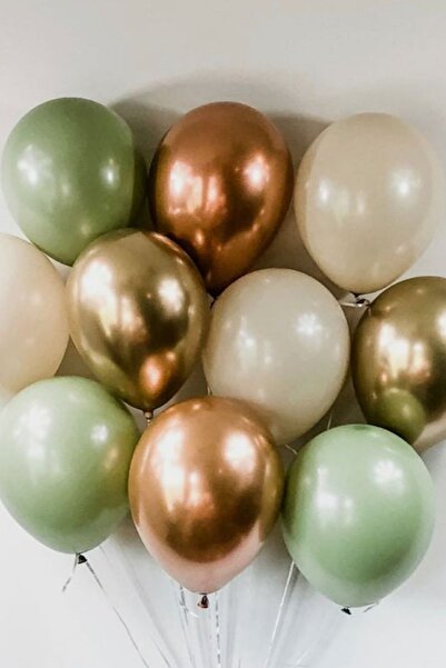 party world Pastel Retro Eucalyptus Mold Green Gold Golden Yellow Balloon Set of 12