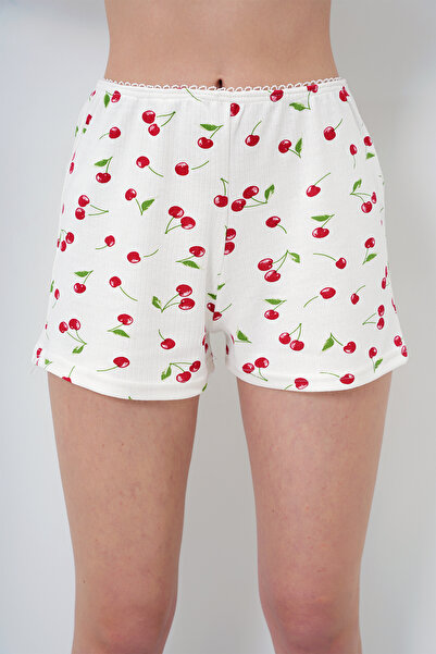 VAGGON Scallop Detailed Cotton Blouse and Shorts Pajama Set