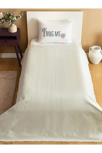 LC Waikiki Green-White Striped Cactus Detailed Ranforce 100% Cotton Single Pique Set 160X220 cm