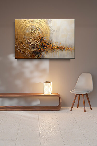 KanvasSepeti Soyut Gold Ağaç Yaş Halkaları Altın Döngü Sanatsal Kanvas Tablo ...