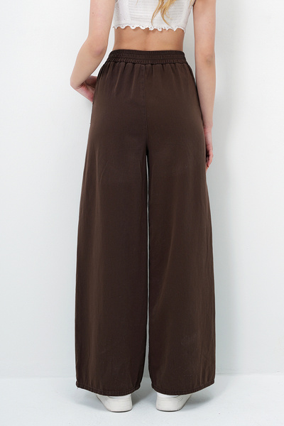 VAGGON Double Pocket Gabardine Palazzo Trousers
