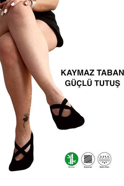 ALYA Bambu Kadın 2’Li Pilates & Yoga Bale Spor Çorap ten