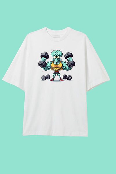 Dupe Design Squidward Gym Printed Oversize T-Shirt