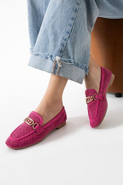 diclepolat Women's Summer Perforated Loafer Casual Shoes Sariva Fuchsia