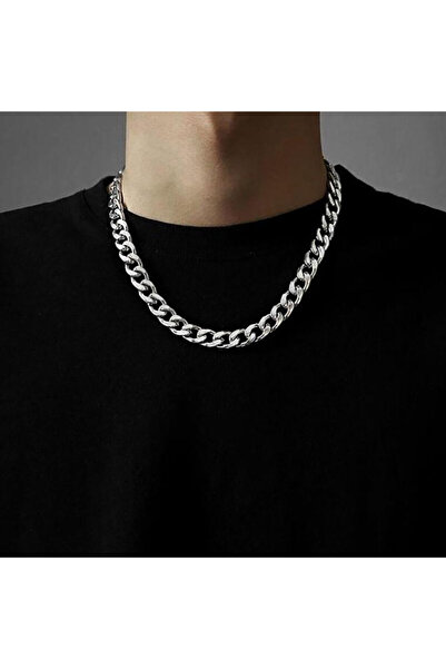 SIC MODA Colier Bărbați Lanț Cuban 7 mm din Oțel Inoxidabil 316L – Argintiu, ...