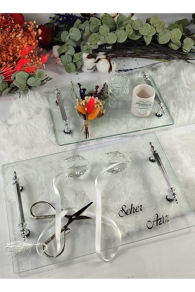 Basic Creation Prompt Tray Set - Silver - Elegant - Pearl Ribbon Gift