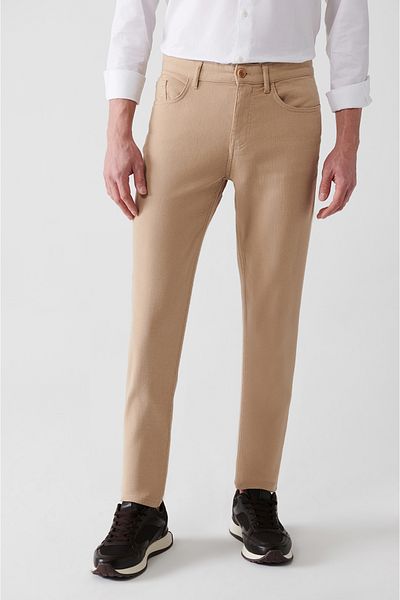 Avva Ανδρικό παντελόνι Dobby Flexible 5 Pocket Mink A31y3024