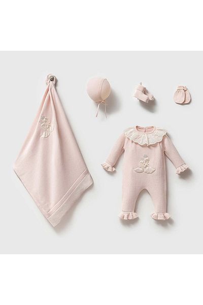 Nipperland Baby Girl 100% Cotton Swan Embroidered Set of 5