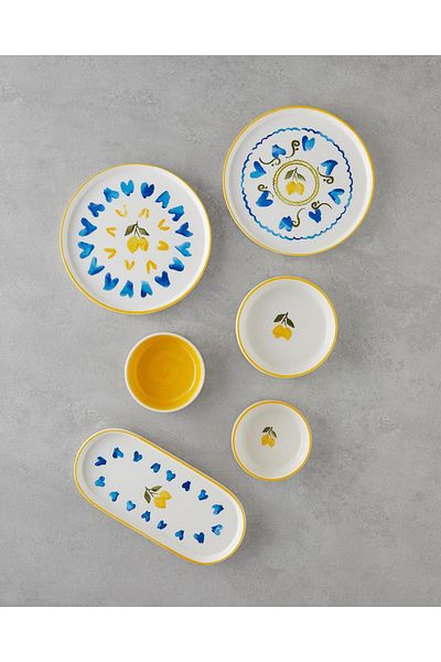 English Home Limonchello Ceramic Breakfast Set 14 Pieces for 6 Persons Yellow - Blue