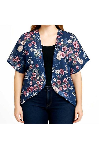 BUNCA Summer Long Loose Kimono Cardigan for Women with Floral Boho Chiffon Design from Bunca
