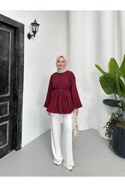 MODA Modest Shirt - Burgundy - Regular fit