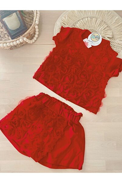 Marka Sensin Kids Girl's Shorts and Skirts 3D Rose Pattern Special Design Set of 2