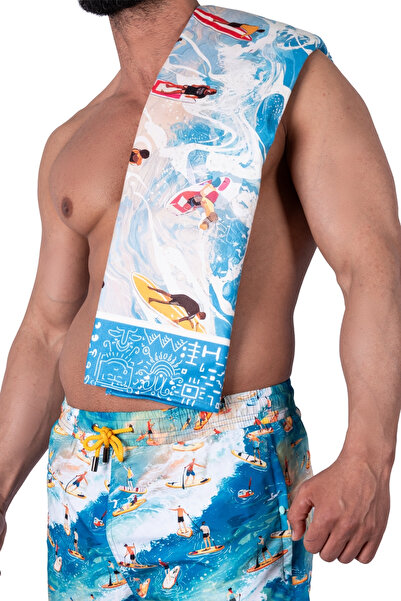 fedon Surf Spirit Premium Plaj Havlusu Yüksek Su Emicilik, Sörf Temalı Özel Tasarım, Lüks Pamuk Dokusu