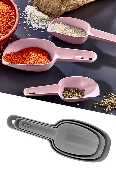 Selenica Multi-Purpose 3-Piece Shovel Set - Food, Legumes, Spices, Detergent Spoon - Practical Measuring Spoons