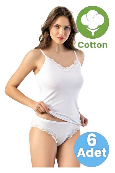 Tezzgelsin Women's 6-Piece Lace Tank Top and Panties Set with Rope Straps